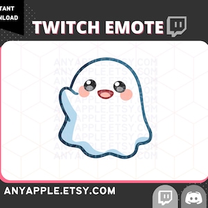Cute Ghost Twitch Emote for Streamer | Discord Emote | Wave, Hi, Hello, Bye | Spooky Kawaii Ghost Sub Emoji