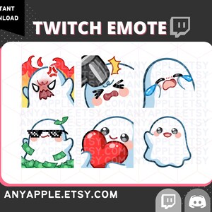 Cute Ghost Twitch Emotes for Streamer Pack 1 | Discord Emote | Kawaii Spooky Ghost Sub Emoji