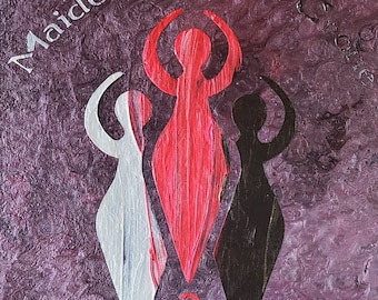 Maiden Mother Crone Stenciled Painting