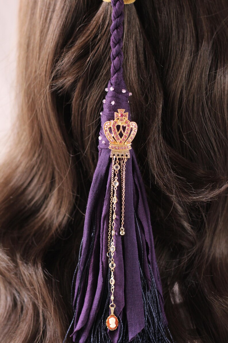 Boho Lila Hästsvans Hårinpackning: Häxig Dreadlock-accessoar bild 5