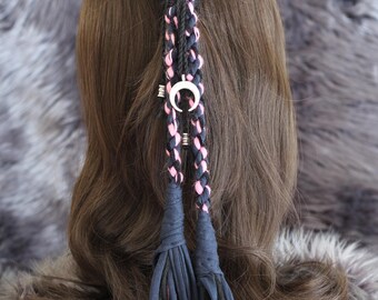 Gothic Moon Hair Wrap: Black & Pink Fairy Lock