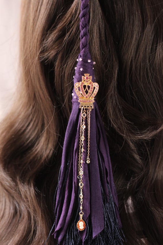 Boho Purple Ponytail Hair Wrap: Witchy Dreadlock Accessory