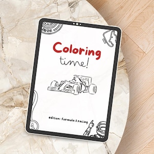 F1 Racing Coloring Book for Kids & Adults – 16 Pages of Cars, Helmets, Trophies and More | Printable Digital Download PDF