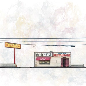 Won Kok - Restaurant - China Town, Los Angeles, Architecture Art Print