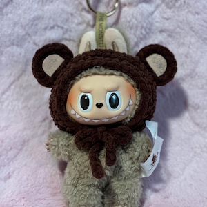 Handmade Crochet Bear Hat for Labubu