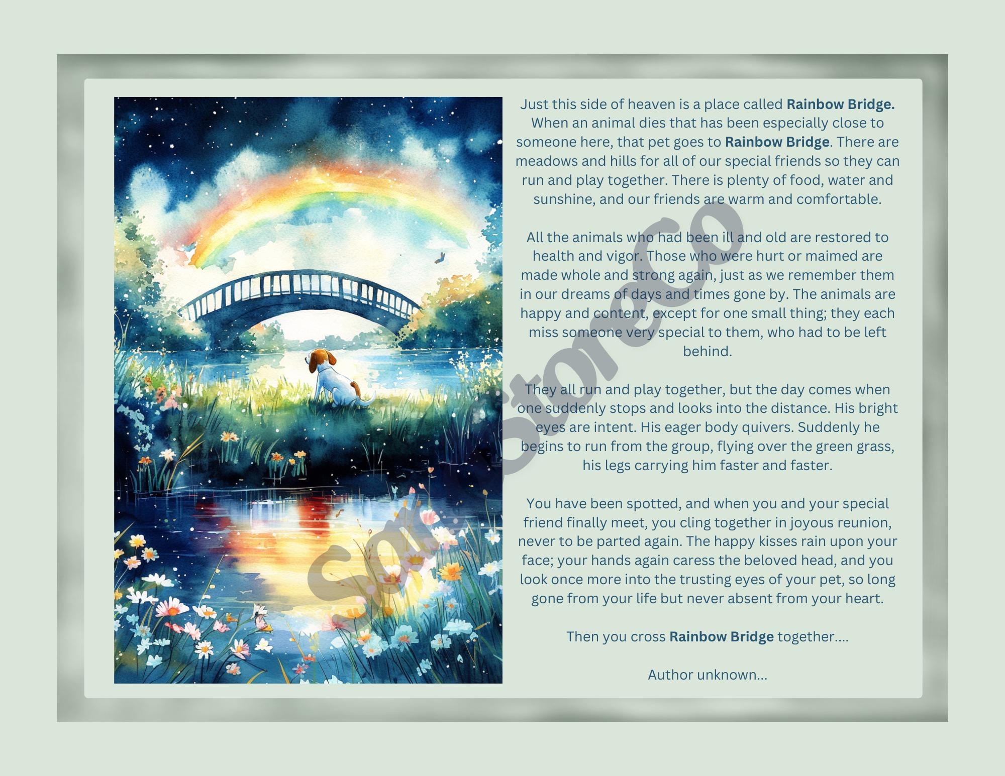 Rainbow Bridge Poem Printable - Etsy