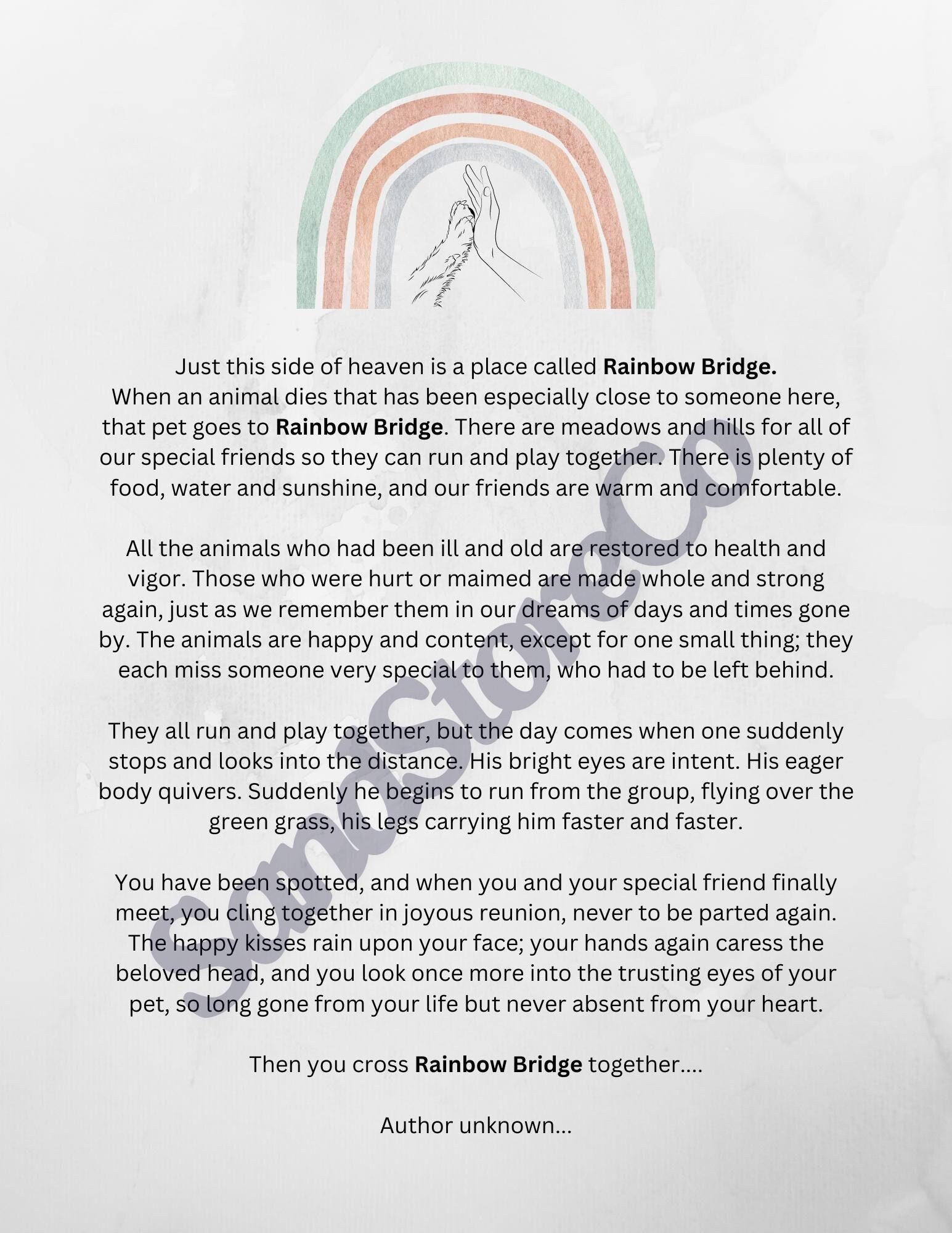 Rainbow Bridge Poem Printable Etsy Rainbow Bridge Poem Printable Etsy