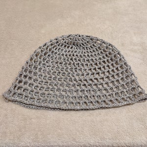 Hat in silver metallic, disco hat, mesh hat, retro hat, 70s hat, hand-crocheted party cap