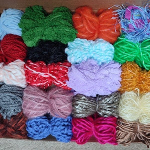 Mixed creative pack of assorted colours 20 yarn bundles. Various weights, types and textures. For weaving and much more