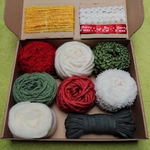 Weaving fibre and chunky yarn pack &quot;Christmas in a box&quot;, fibre arts, tapestry