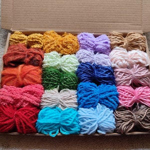 Assorted Yarn Pack: 20 Colors, Various Fibers & Textures. For weaving and much more