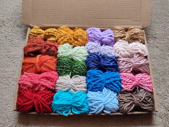 Assorted Yarn Pack: 20 Colors, Various Fibers & Textures. For weaving and much more