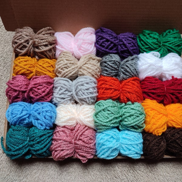 Assorted colours plain acrylic double knit yarn, 20 bundles. For weaving, crochet, pompom and much more