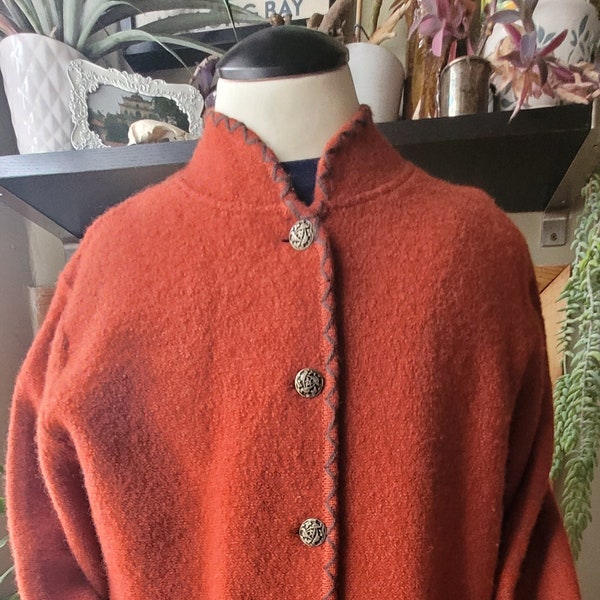 Vintage 1990s Lindor wool sweater - retro button up - cottagecore sweater - metal buttons - vintage cabin sweater- mojo