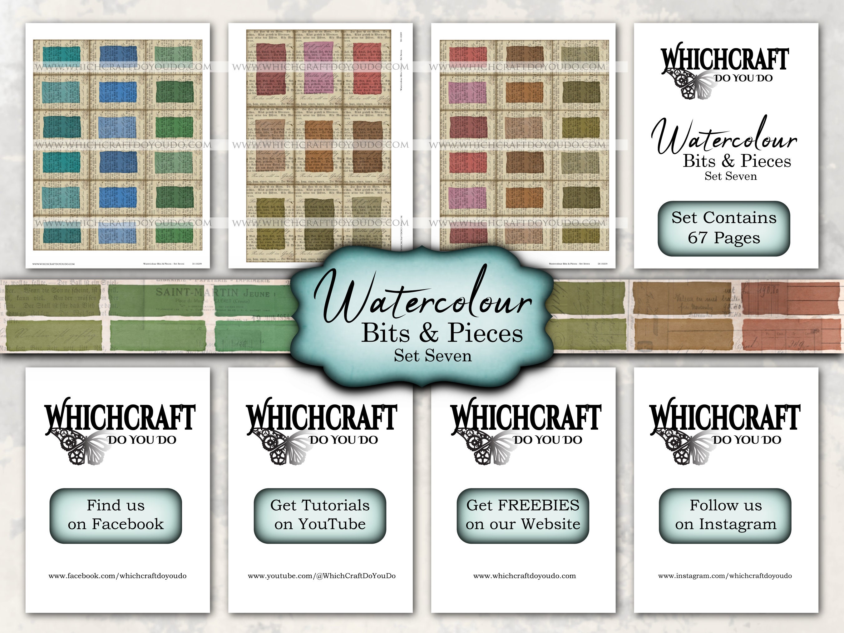 Watercolour Bits & Pieces - Set Seven - DI-10209 - Printable Digital ...