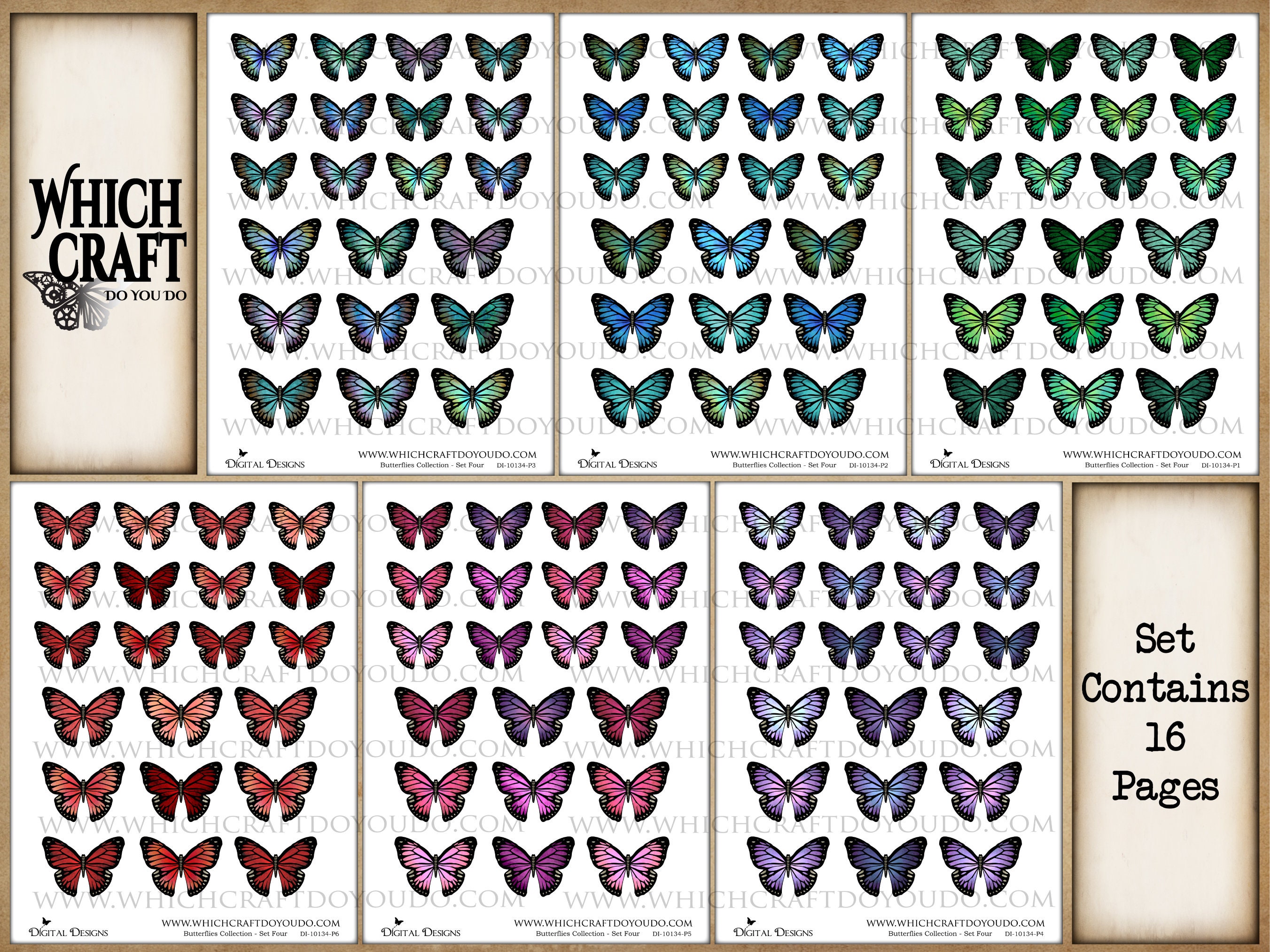 Butterflies Collection - Set Four - DI-10134 - Printable Digital ...