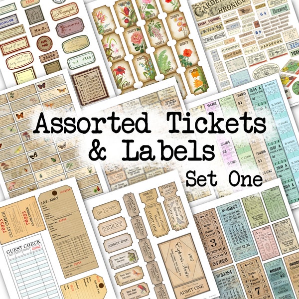 Assorted Tickets & Labels - Set One - DI-10193 - Printable Digital Download