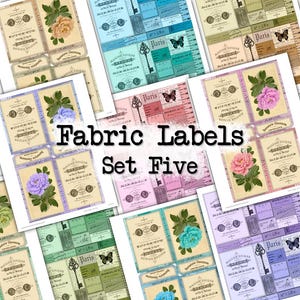 Stoffen labels - set vijf - DI-10269 - afdrukbare digitale download
