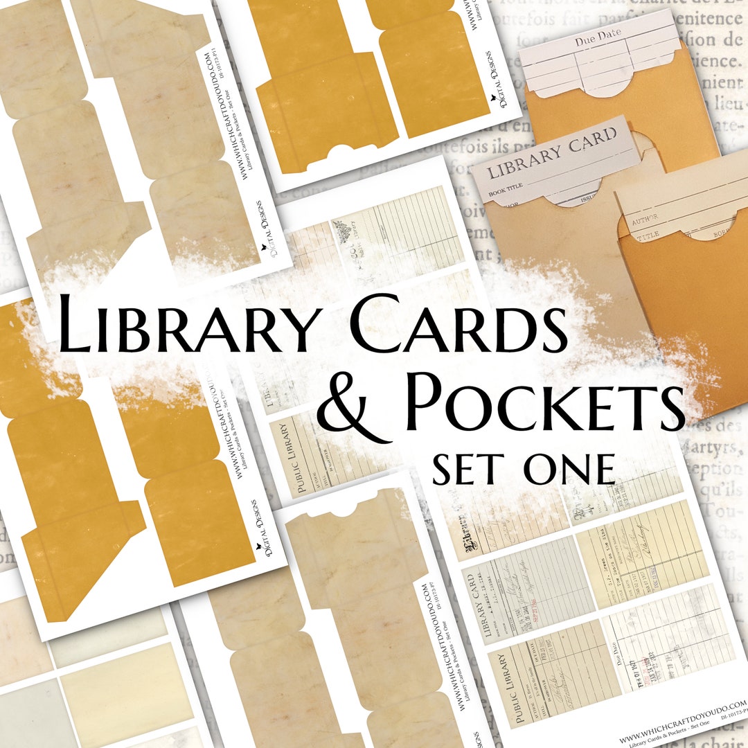 Library Cards & Pockets Set One DI10173 Printable Digital Download Etsy