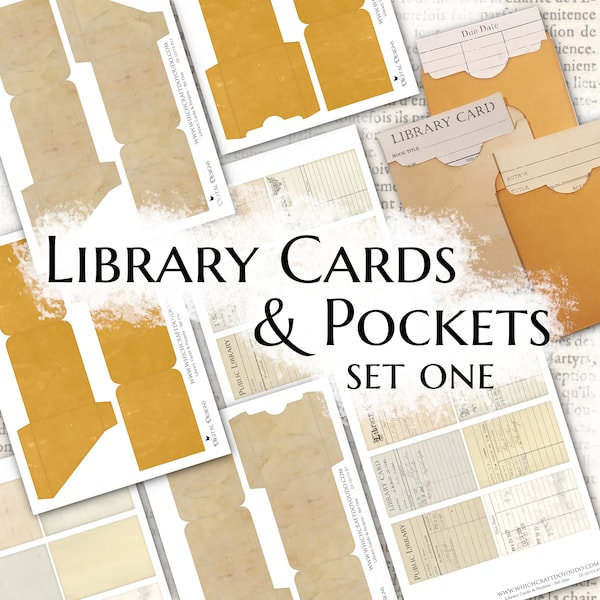 Library Cards & Pockets - Set One - DI-10173 - Printable Digital Download