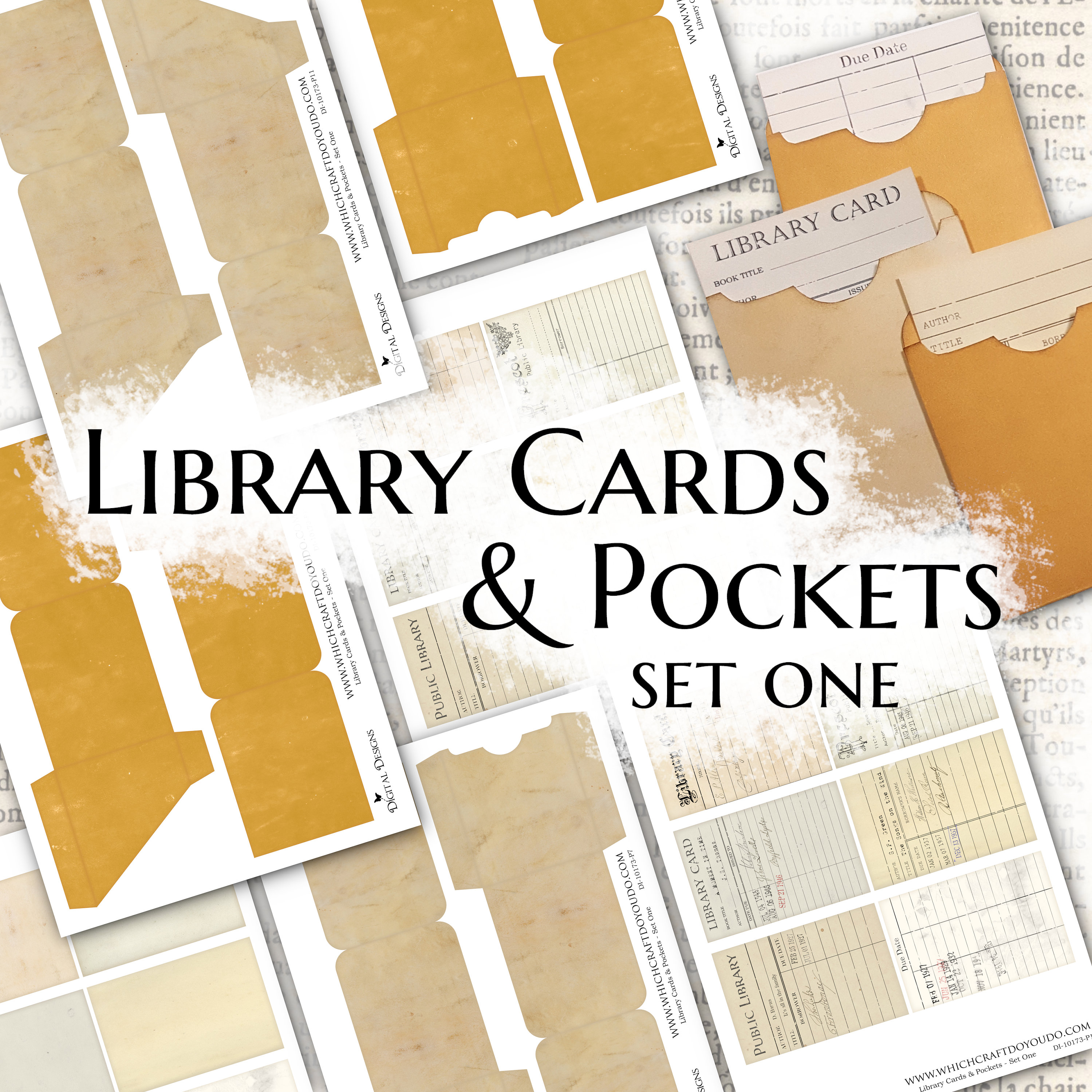 Library Cards Pockets Set One DI 10173 Printable Digital