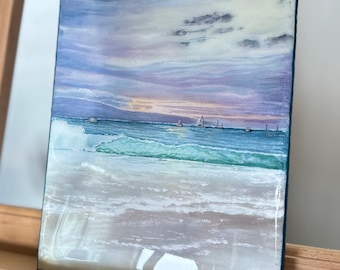 8x10 Original sunset painting Glass finish