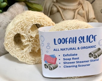 NATURAL LOOFAH SLICE, loofah exfoliation, loofah scrub, loofah for cleaning, loofah soap holder, loofah shower steamer, loofah gift