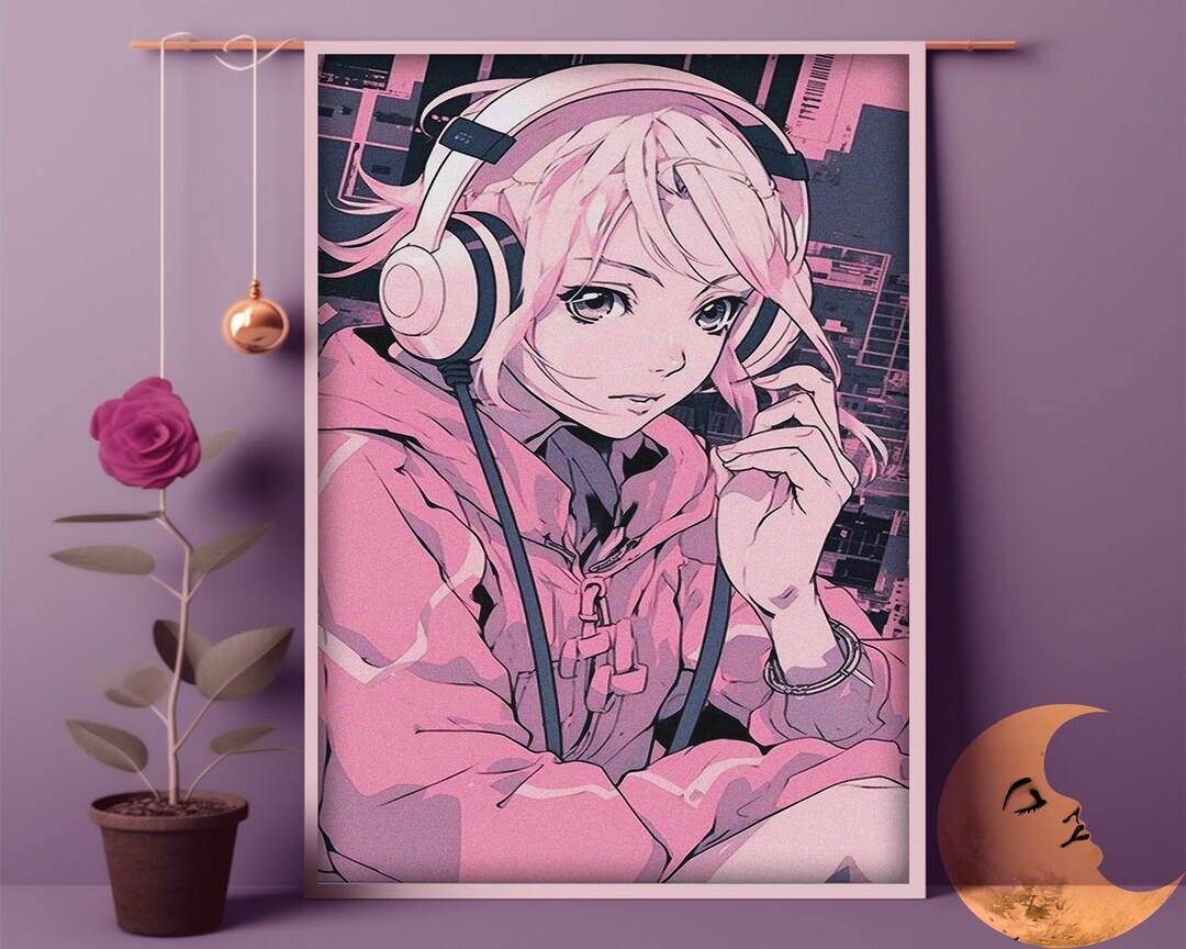 Cute Headset Gamer Girl Gamer Girl Wall Art Etsy
