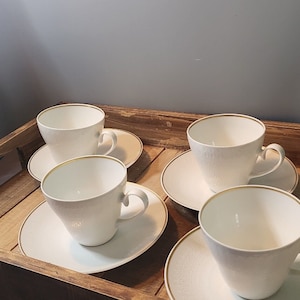 Rosenthal China Winblaad Romance Motif Gold Band Coffee Cup Saucer Set of 4