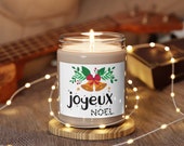 Joyeux Noel Natural Soy Coconut Wick Candle White Sage Lavander Candle Clean Cotton Sea Salt Orchid Holiday Christmas Candle, 9oz