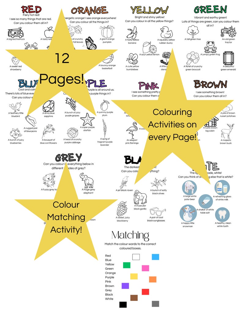 Coloring Lesson Color Learning Worksheet for Kids - Learning Workbook - Fun - Coloring ...
