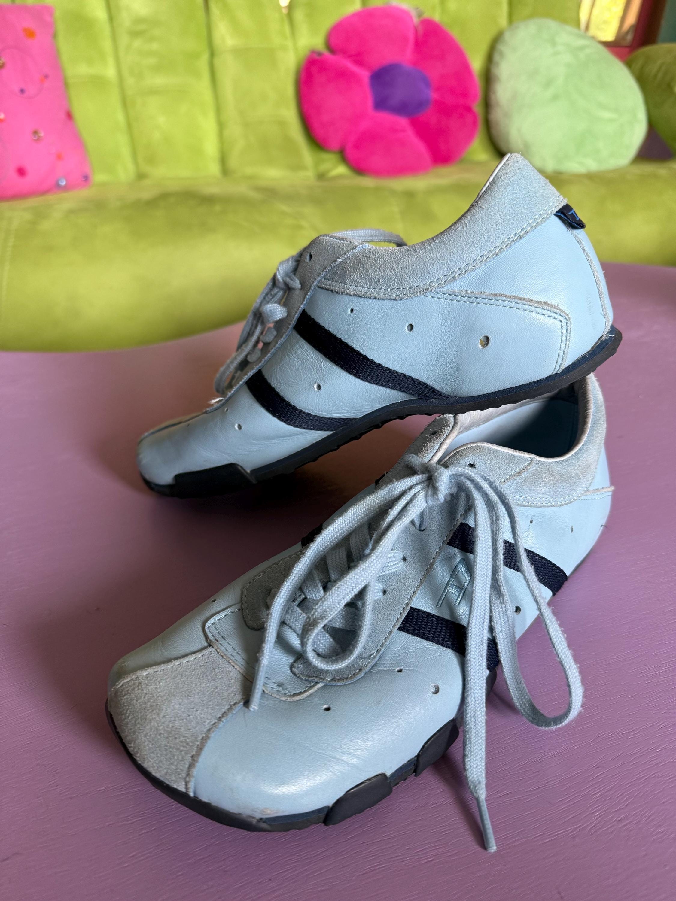 Y2K Diesel Blue Leather Square Toe Sneakers as 6.5 - Etsy