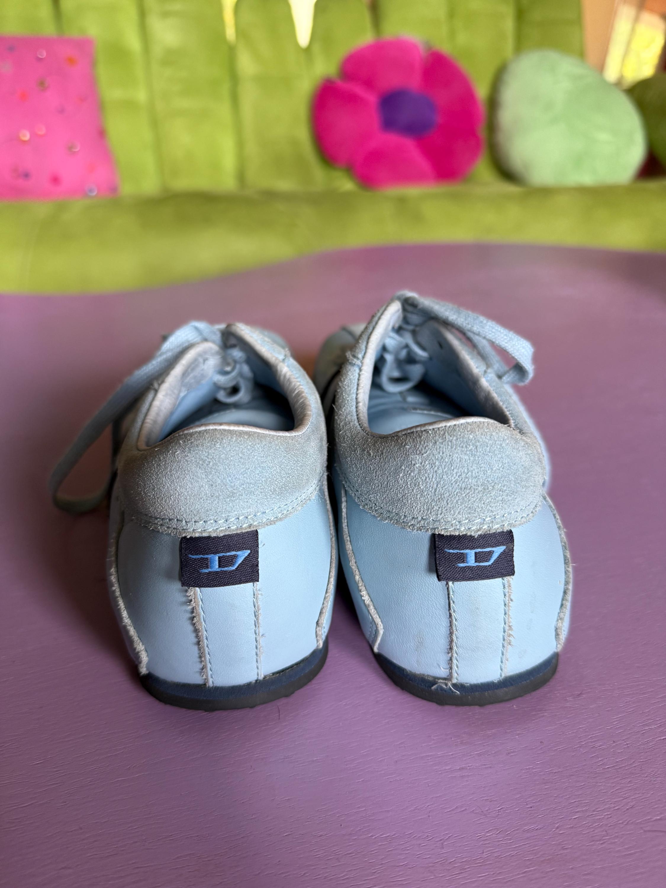 Y2K Diesel Blue Leather Square Toe Sneakers as 6.5 - Etsy