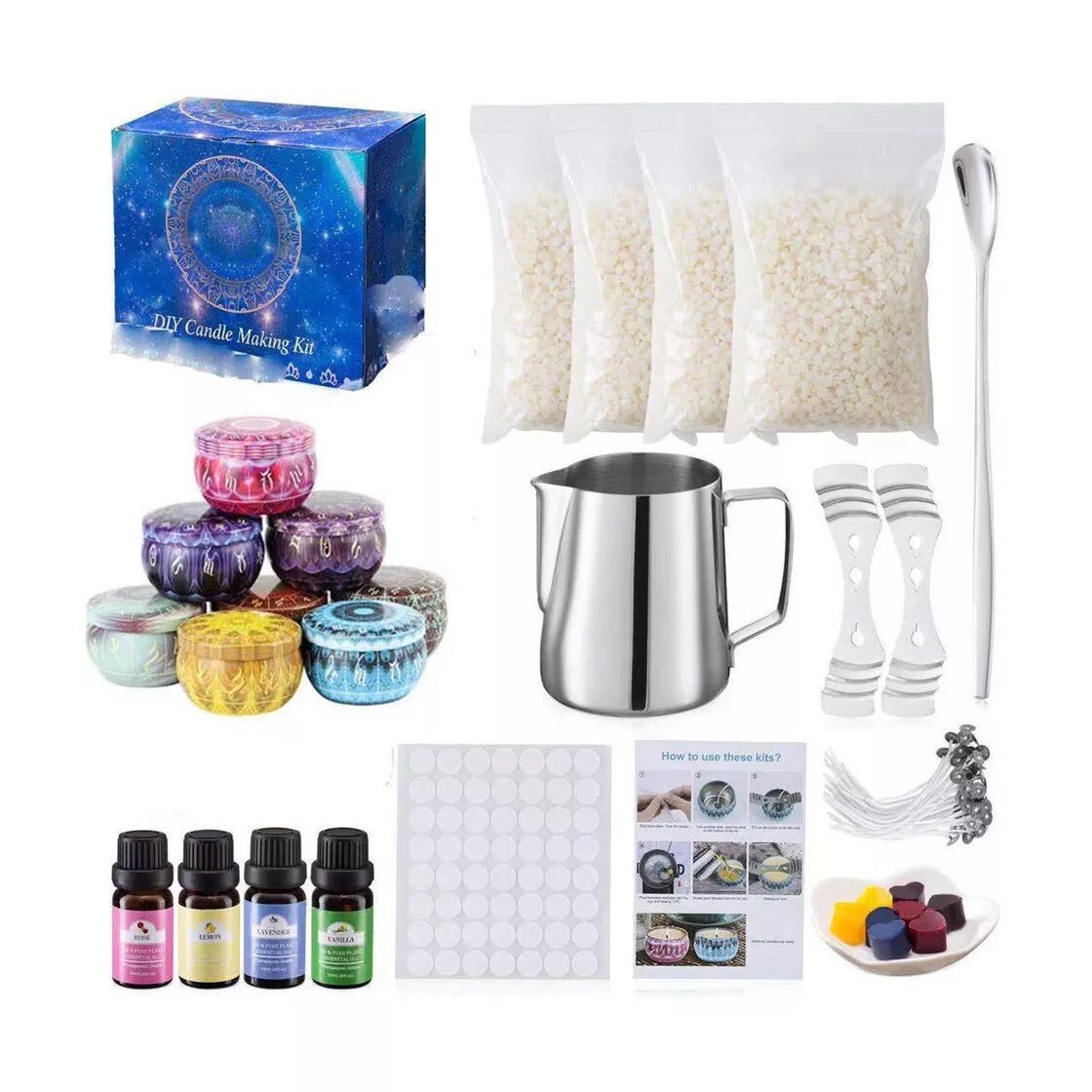 DIY Candle Making Kit Scented Soy Candle, Soy Wax, Crafting Kit Toxin Free,  Vegan Candle Mothers Day Gift for Her 