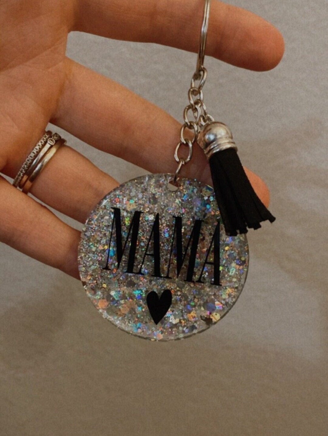 Custom Glitter Acrylic Keychains Glitter Keychains Mama Etsy