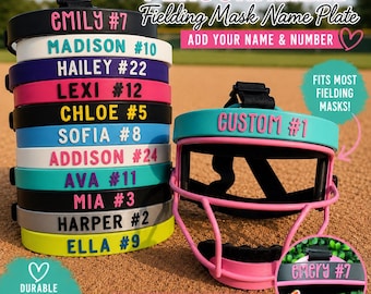 Personalisierte Softball Feldmaske Namensschild | Custom Catcher's Mask Name & Nummer | Helm-Anhänger mit 3D-Buchstabe | Spieler Geschenk