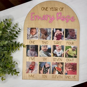 One year of Newborn Sign | Keepsake | First Year Photo Board | First Birthday | Baby Gift | Gift | Baby Shower | Newborn | Nursery Decor