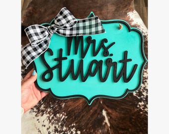 Custom Teacher Door Sign | Personalized Classroom Sign | Back to School Gift for Teachers | Teacher Name Sign | Teacher Sign | Door Sign