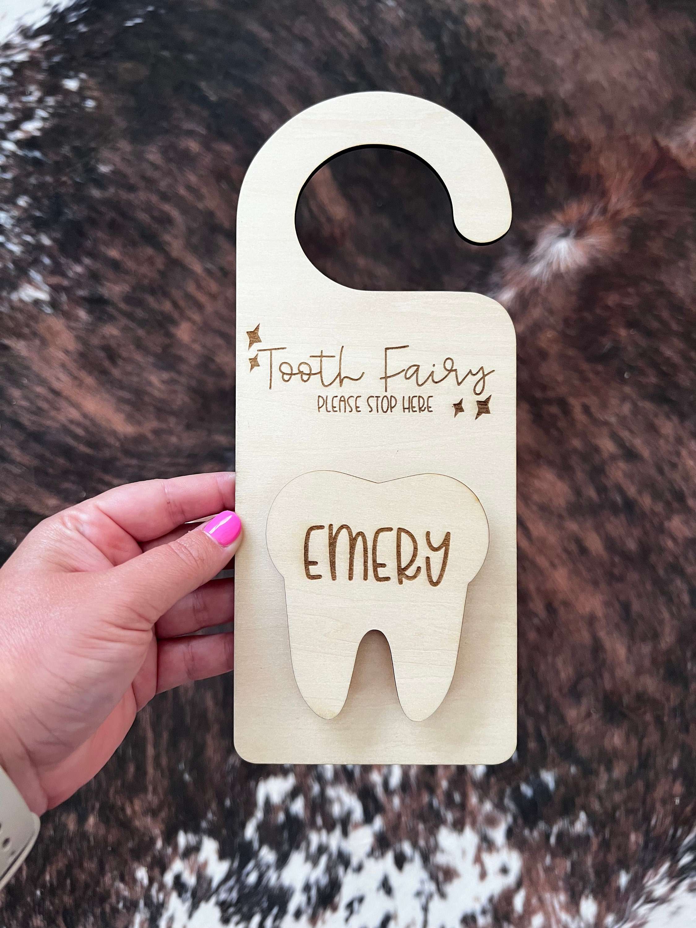 Personalized Wooden Tooth Fairy Door Hanger: Custom Name, Money Slot - Etsy