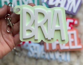 Personalisierter Acryl Name Schlüsselanhänger: Personalisierter Rucksack oder Windel Taschenanhänger