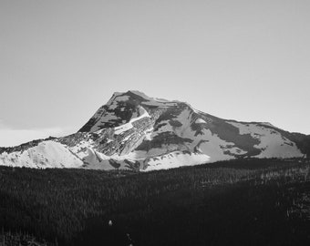 Glacier National Park Black and White Photo Print - Heaven's Peak Photo - Canvas Photo Print - Black and White wall art - Montana