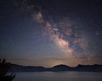 Milky Way Over Crater Lake Photo Print: Oregon Night Sky Art