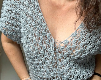 Crochet openwork blouse