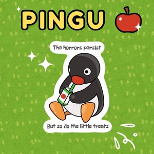 Pegatina de vinilo de Pingu / Meme divertido, Calcomanía para diario hecha a mano