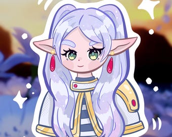 Frieren Chibi Vinyl Sticker - Wasserdichter Anime Elf Magier