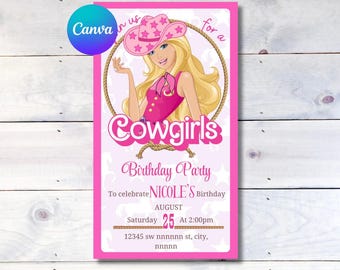 Cowgirl Birthday Party Digital invite (to send it by phone). Check out our coloring booklet for party activities.