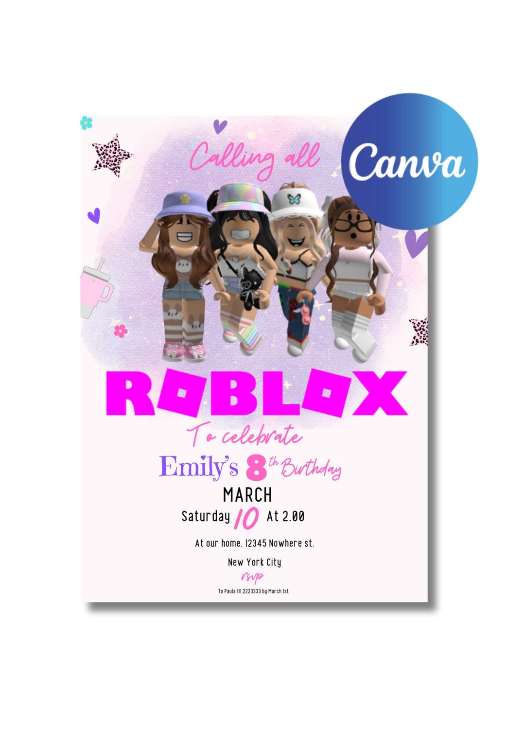 Girl Video Game Party Invite Thank You Note Pack Etsy