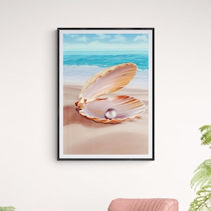 Pearl In Seashell Digital Art Download Printable Wall Art