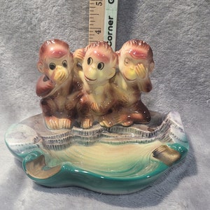 See, Hear, Speak No Evil Monkeys Cigar Ashtray