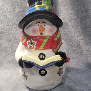 Snowman Tea Light Or Votive Candle Holder with Book